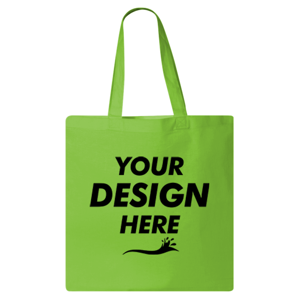 Q-Tees Economical Tote, Lime, Front view, Mockup