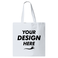 Q-Tees Economical Tote, White, Front view, Mockup