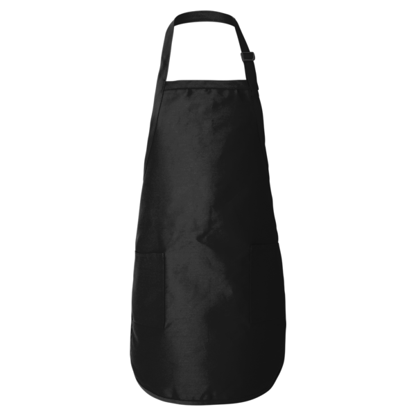 Q-Tees Full-Length Apron with Pockets, Black, Front view
