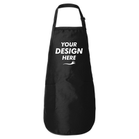 Q-Tees Full-Length Apron with Pockets, Black, Front view, Mockup