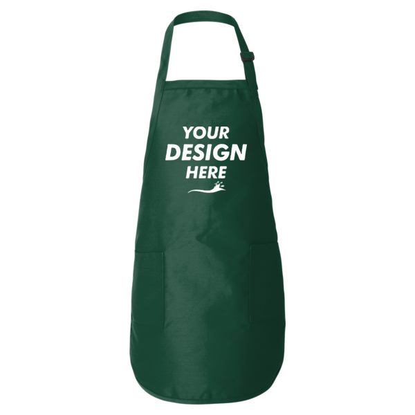 Q-Tees Full-Length Apron with Pockets, Forest, Front view, Mockup
