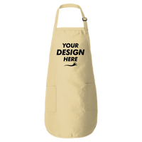 Q-Tees Full-Length Apron with Pockets, Natural, Front view, Mockup