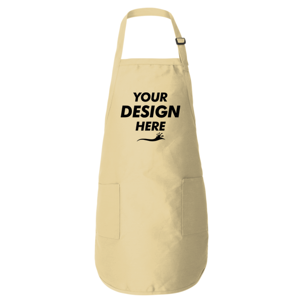 Q-Tees Full-Length Apron with Pockets, Natural, Front view, Mockup