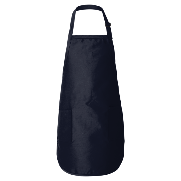 Q-Tees Full-Length Apron with Pockets, Navy, Front view