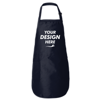 Q-Tees Full-Length Apron with Pockets, Navy, Front view, Mockup
