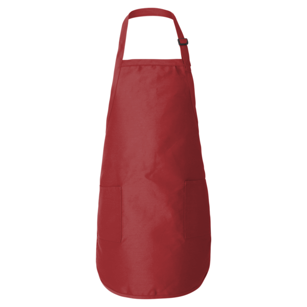 Q-Tees Full-Length Apron with Pockets, Red, Front view