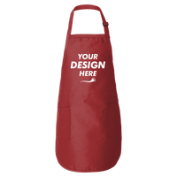 Q-Tees Full-Length Apron with Pockets, Red, Front view, Mockup