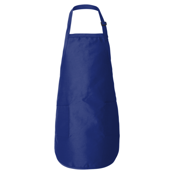 Q-Tees Full-Length Apron with Pockets, Royal, Front view