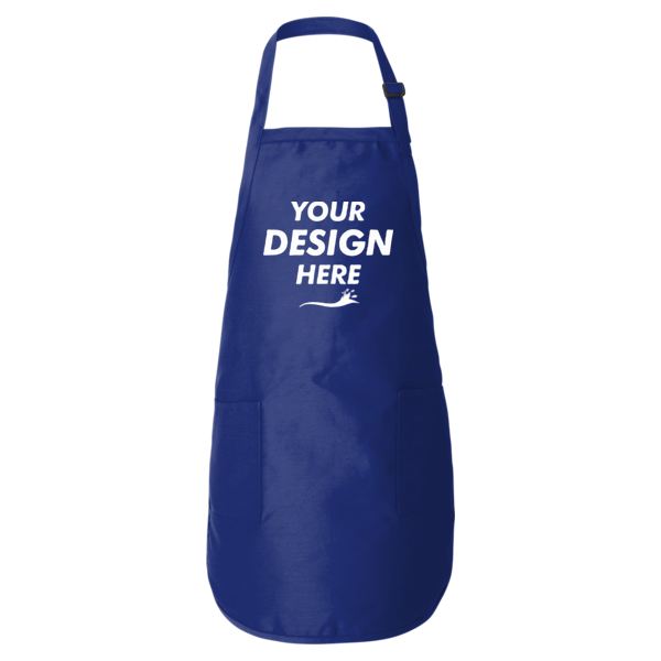 Q-Tees Full-Length Apron with Pockets, Royal, Front view, Mockup