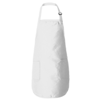 Q-Tees Full-Length Apron with Pockets, White, Front view