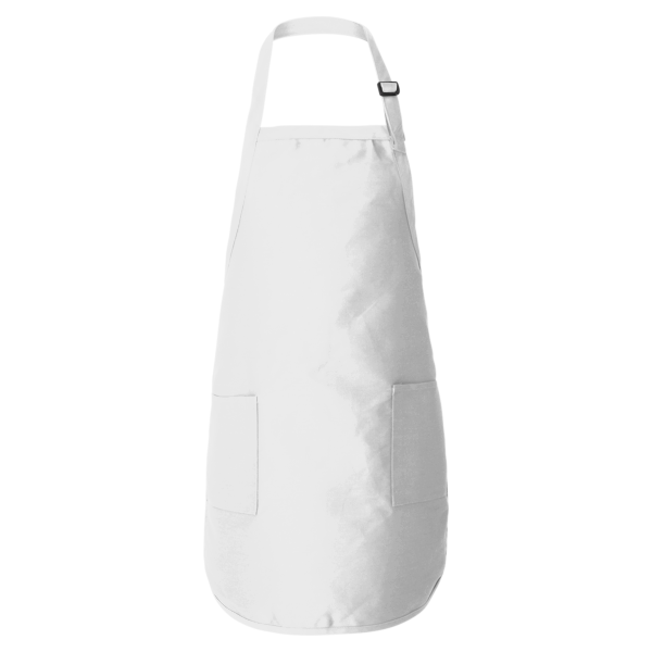 Q-Tees Full-Length Apron with Pockets, White, Front view