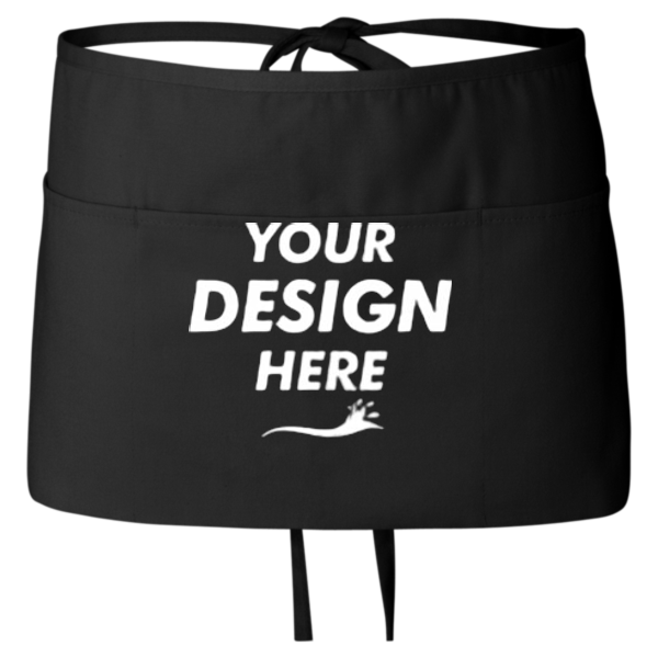 Q-Tees Waist Apron with Pockets, Black, Front view, Mockup