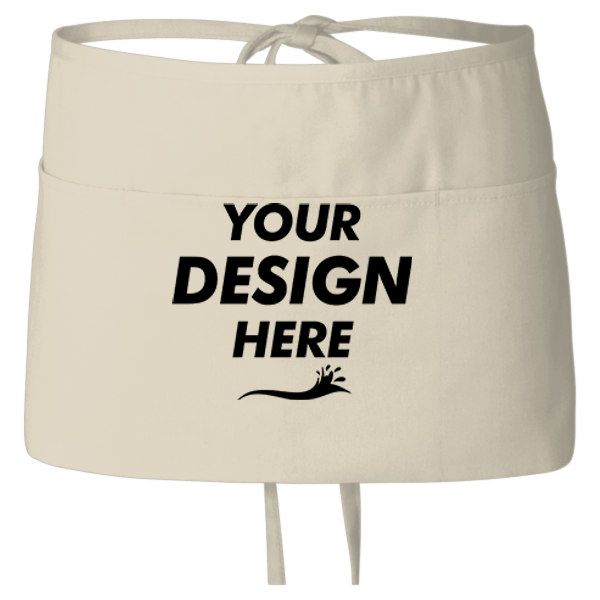 Q-Tees Waist Apron with Pockets, Natural, Front view, Mockup