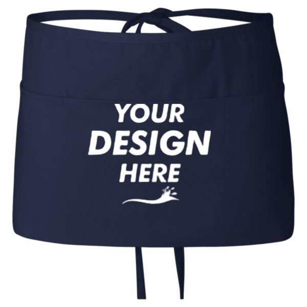 Q-Tees Waist Apron with Pockets, Navy, Front view, Mockup