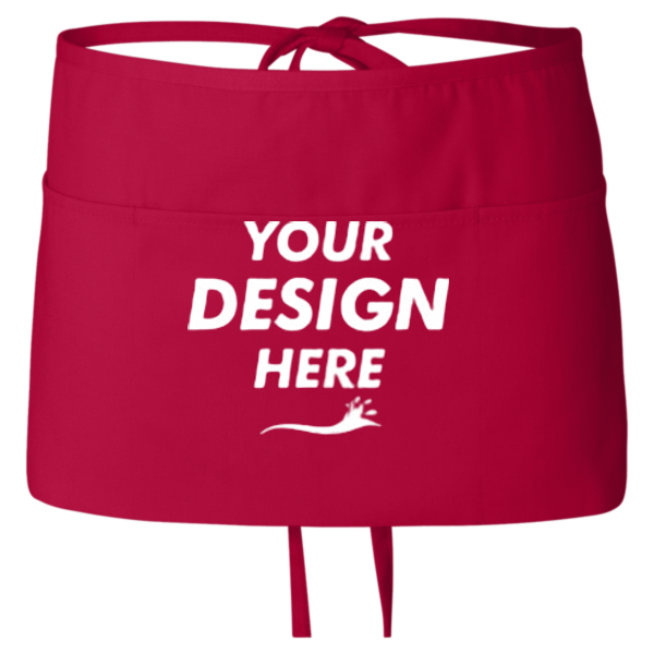Q-Tees Waist Apron with Pockets, Red, Front view, Mockup