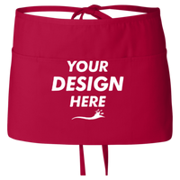 Q-Tees Waist Apron with Pockets, Red, Front view, Mockup