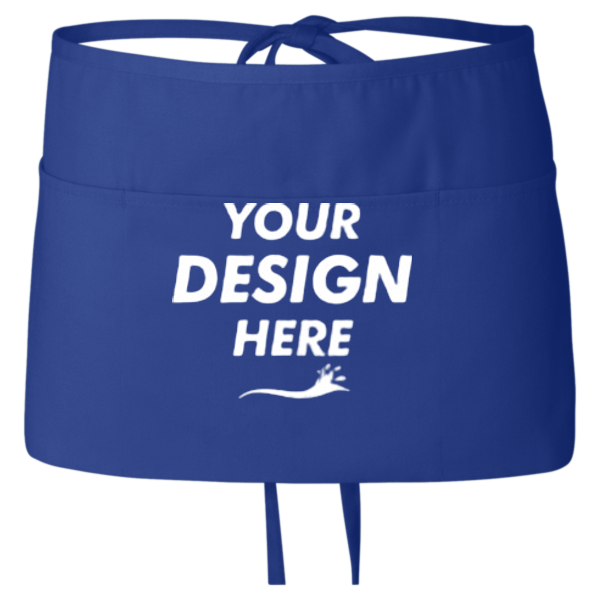 Q-Tees Waist Apron with Pockets, Royal, Front view, Mockup