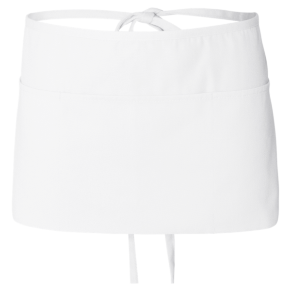 Q-Tees Waist Apron with Pockets, White, Front view