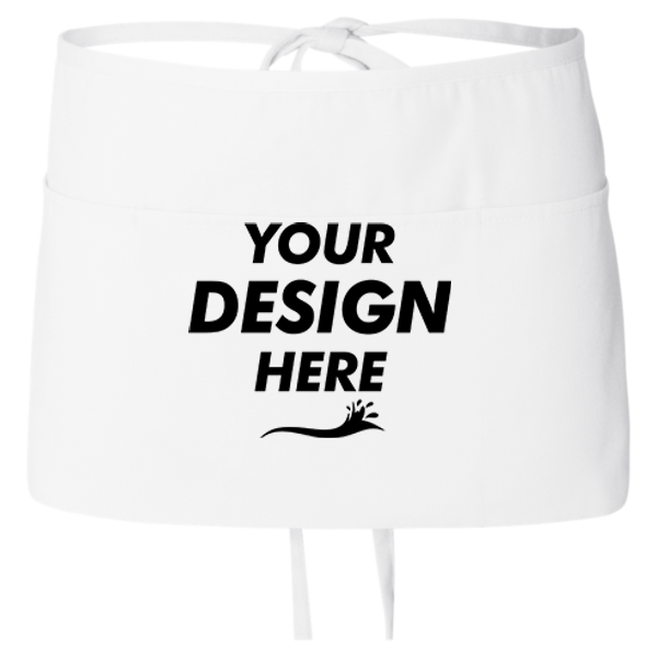 Q-Tees Waist Apron with Pockets, White, Front view, Mockup