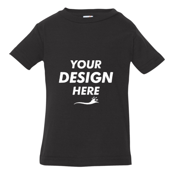 Rabbit Skins Infant Fine Jersey Tee, Black, Front view, Mockup