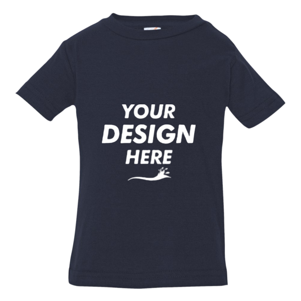 Rabbit Skins Infant Fine Jersey Tee, Navy, Front view, Mockup