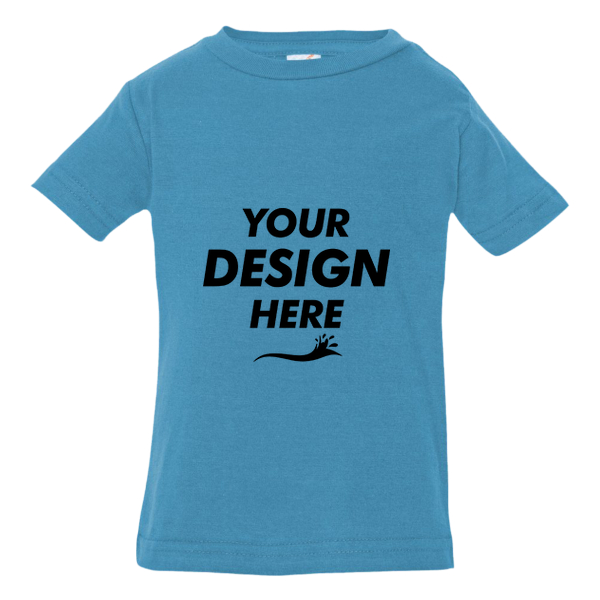 Rabbit Skins Infant Fine Jersey Tee, Turquoise, Front view, Mockup