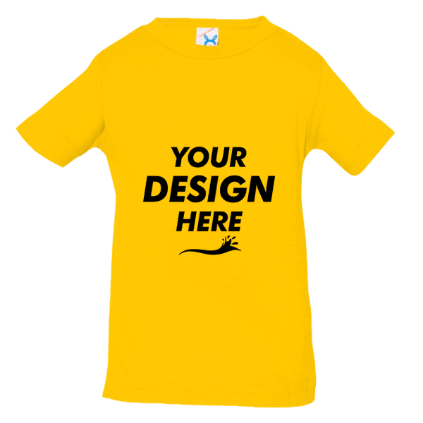 Rabbit Skins Infant Fine Jersey Tee, Yellow, Front view, Mockup