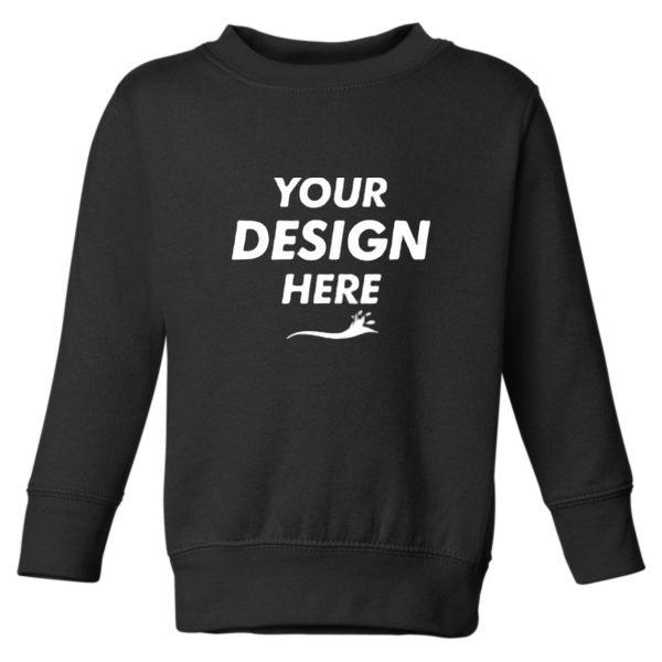 Rabbit Skins Toddler Fleece Crewneck Sweatshirt, Black, Front view, Mockup