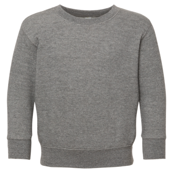 Rabbit Skins Toddler Fleece Crewneck Sweatshirt, Granite Heather, Front view