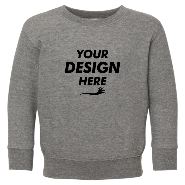 Rabbit Skins Toddler Fleece Crewneck Sweatshirt, Granite Heather, Front view, Mockup