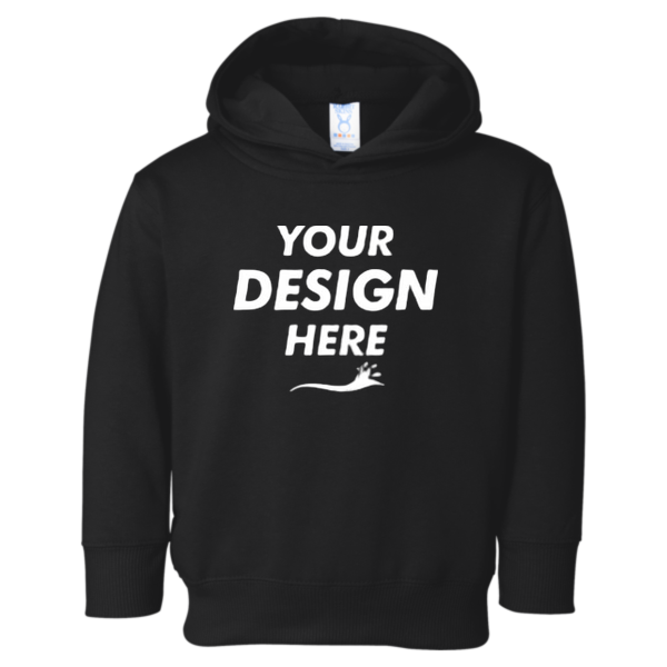 Rabbit Skins Toddler Pullover Fleece Hoodie, Black, Front view, Mockup