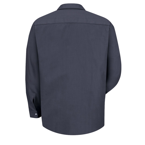 Red Kap Men's Industrial Long Sleeve Work Shirt, Blue / Charcoal Microcheck / Charcoal Microcheck, Back view