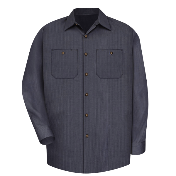 Red Kap Men's Industrial Long Sleeve Work Shirt, Blue / Charcoal Microcheck / Charcoal Microcheck, Front view