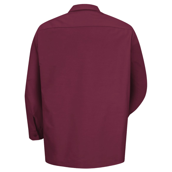 Red Kap Men's Industrial Long Sleeve Work Shirt, Burgundy / Burgundy / Burgundy, Back view