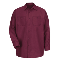 Red Kap Men's Industrial Long Sleeve Work Shirt, Burgundy / Burgundy / Burgundy, Front view