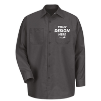 Red Kap Men's Industrial Long Sleeve Work Shirt, Charcoal / Charcoal / Charcoal, Front view, Mockup