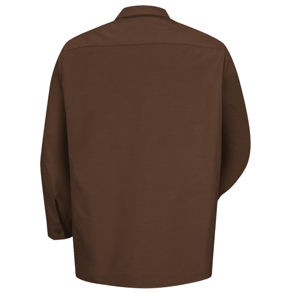 Red Kap Men's Industrial Long Sleeve Work Shirt, Chocolate Brown / Chocolate Brown / Chocolate Brown, Back view