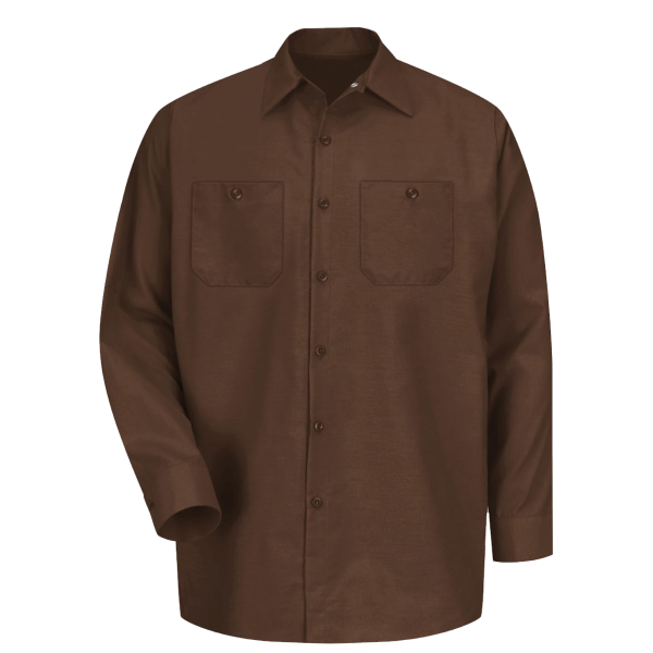 Red Kap Men's Industrial Long Sleeve Work Shirt, Chocolate Brown / Chocolate Brown / Chocolate Brown, Front view