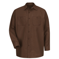 Red Kap Men's Industrial Long Sleeve Work Shirt, Chocolate Brown / Chocolate Brown / Chocolate Brown, Front view