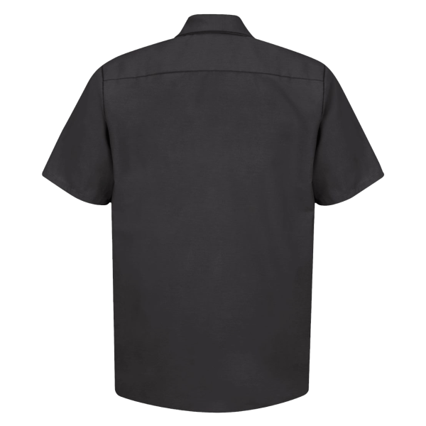 Red Kap Men's Industrial Short Sleeve Work Shirt, Black / Black / Black, Back view