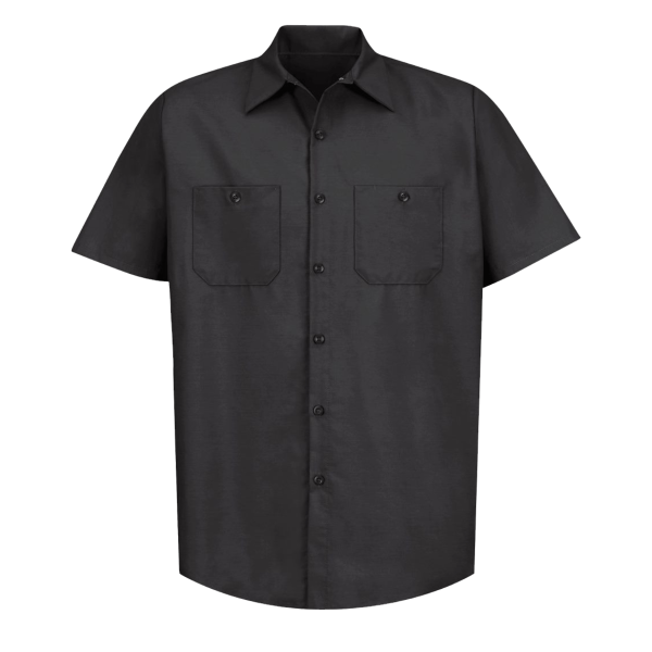 Red Kap Men's Industrial Short Sleeve Work Shirt, Black / Black / Black, Front view