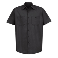Red Kap Men's Industrial Short Sleeve Work Shirt, Black / Black / Black, Front view
