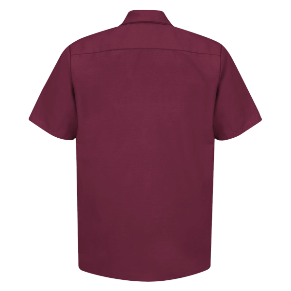 Red Kap Men's Industrial Short Sleeve Work Shirt, Burgundy / Burgundy / Burgundy, Back view