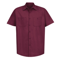 Red Kap Men's Industrial Short Sleeve Work Shirt, Burgundy / Burgundy / Burgundy, Front view