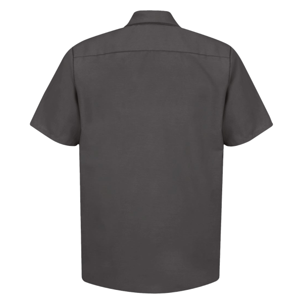 Red Kap Men's Industrial Short Sleeve Work Shirt, Charcoal / Charcoal / Charcoal, Back view