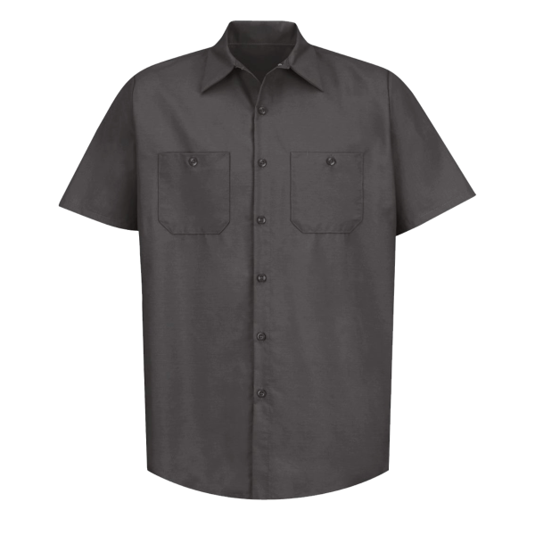 Red Kap Men's Industrial Short Sleeve Work Shirt, Charcoal / Charcoal / Charcoal, Front view