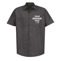 Red Kap Men's Industrial Short Sleeve Work Shirt, Charcoal / Charcoal / Charcoal, Front view, Mockup