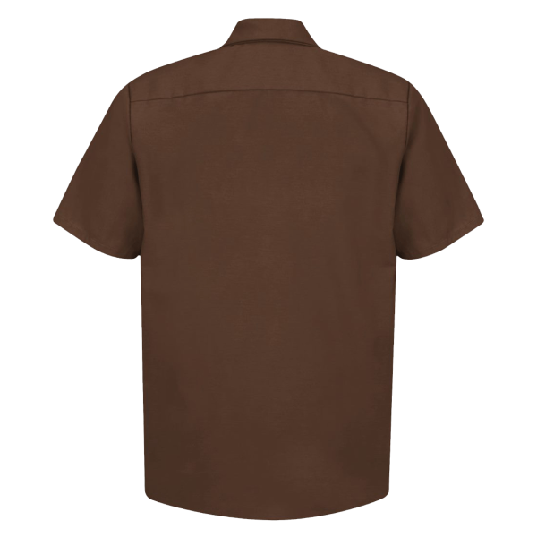 Red Kap Men's Industrial Short Sleeve Work Shirt, Chocolate Brown / Chocolate Brown / Chocolate Brown, Back view