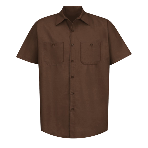 Red Kap Men's Industrial Short Sleeve Work Shirt, Chocolate Brown / Chocolate Brown / Chocolate Brown, Front view