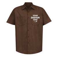 Red Kap Men's Industrial Short Sleeve Work Shirt, Chocolate Brown / Chocolate Brown / Chocolate Brown, Front view, Mockup